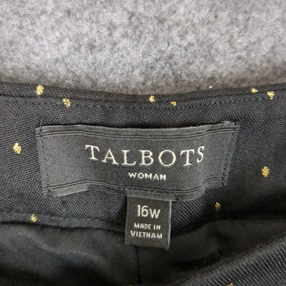 Talbots Woman Black Gold Polka Dot Embroidered Ankle Dress Pants Plus Size 16W - Picture 9 of 14